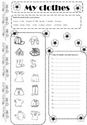 English Worksheet: My clothes