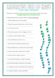 English Worksheet: Causative use of have