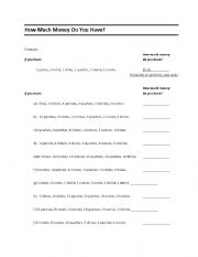 English Worksheet: How Much Money Do You Have? (Canadian)