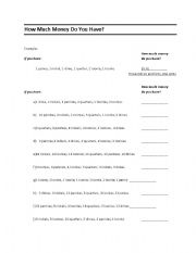 English worksheet: How Much Money Do You Have? (Canadian)