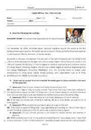 English Worksheet: the first female space tourist - test 10th grade