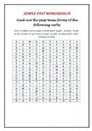 English Worksheet: SIMPLE PAST WORDSEARCH