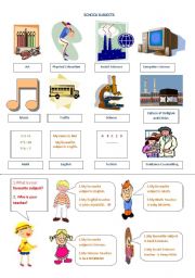 English Worksheet: School Subjects