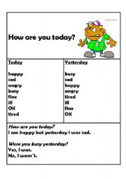 English Worksheet: How are you today? 