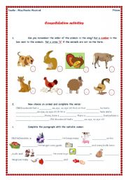 English Worksheet: Old Mc Donald farm