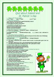 English Worksheet: Quiz about Ireland and St Patrick s Day with answers