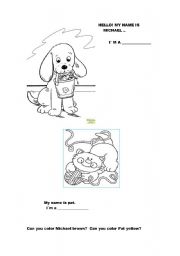 English worksheet: color the animals