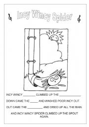 English Worksheet: INCY WINCY SPIDER LYRICS