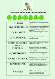 English Worksheet: St Patrick s day symbols matching exercise