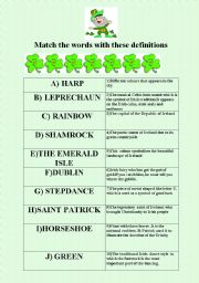 St Patrick s day symbols matching exercise