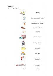 English Worksheet: Where to buy what