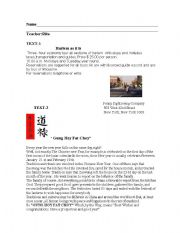 English worksheet: Readings:Harlem as it is and Gung Hoy Fat Choy