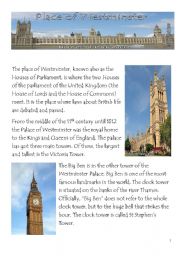 English Worksheet: Westminster Palace and Big Ben