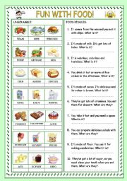 English Worksheet: FUN WITH FOOD!