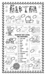 Easter: number and label the pictures