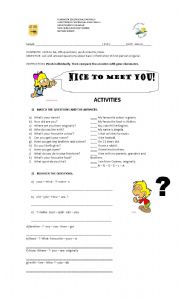 English Worksheet: Nice to meet you