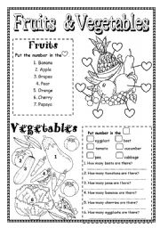 English Worksheet: Fruits & vegetables
