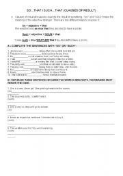 English worksheet: clauses of result