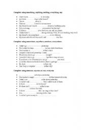 English Worksheet: Indefinite Pronouns