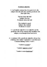 English worksheet: predicate adjective