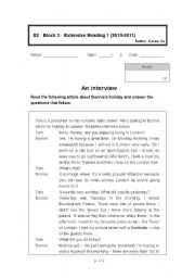 English Worksheet: An interview