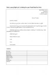 English worksheet: find information in a letter