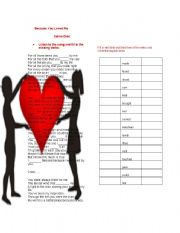 English Worksheet: Celine Dion- Because you loved me 