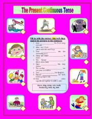 English Worksheet: The Present Continuous Tense