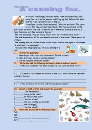 English Worksheet: A cunning fox. Reading-comprehension