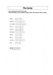 English Worksheet: Body vocabulary puzzle - intermediate