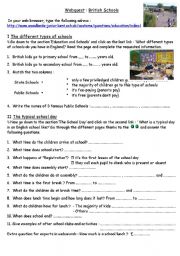 English Worksheet: British Schools