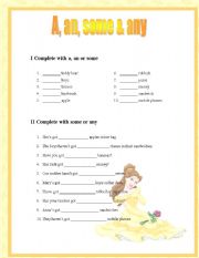 English Worksheet: A, an, some & any