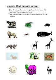 English worksheet: ANIMALS THAT BECOME EXTINCT