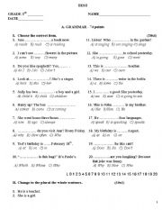 English Worksheet: GRAMMAR AND VOCABULARY TEST