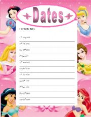 English Worksheet: Dates