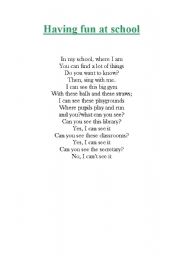 English Worksheet: Song: having fun at school