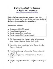 English worksheet: Apples and Bananas