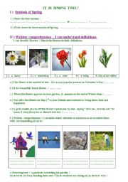 English Worksheet: It is Springtime !- Two  pages