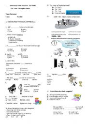 English Worksheet: 7th grade 2nd term 1st exam (part1 of 2)