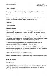 English worksheet: activity lesson plan