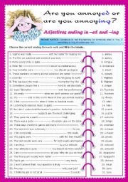 English Worksheet: Adjectives ending in -ed and -ing