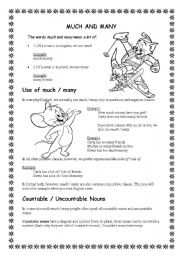 English Worksheet: MUCH AND MANY