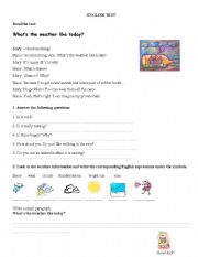 English worksheet: whats the weather like today?