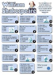 William Shakespeare Worksheets