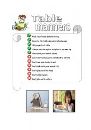 English Worksheet: Table manners