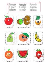 English Worksheet: fruit matching