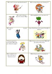 English Worksheet: Used to do smth about Childhood speaking cards set 2