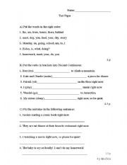 English worksheet: test paper