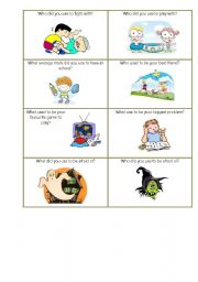 English Worksheet: Used to do smth about Childhood speaking cards set 3