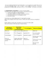 English Worksheet: THE ARGUMENTATIVE COMPOSITION